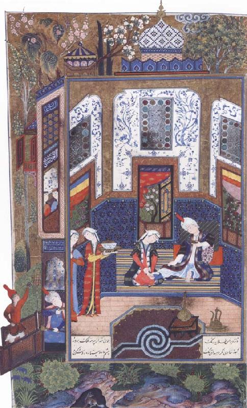 Sultan Muhammad Prince Bahram i Gor listens to the tale of the princess of Persia beneath the white pavilion China oil painting art